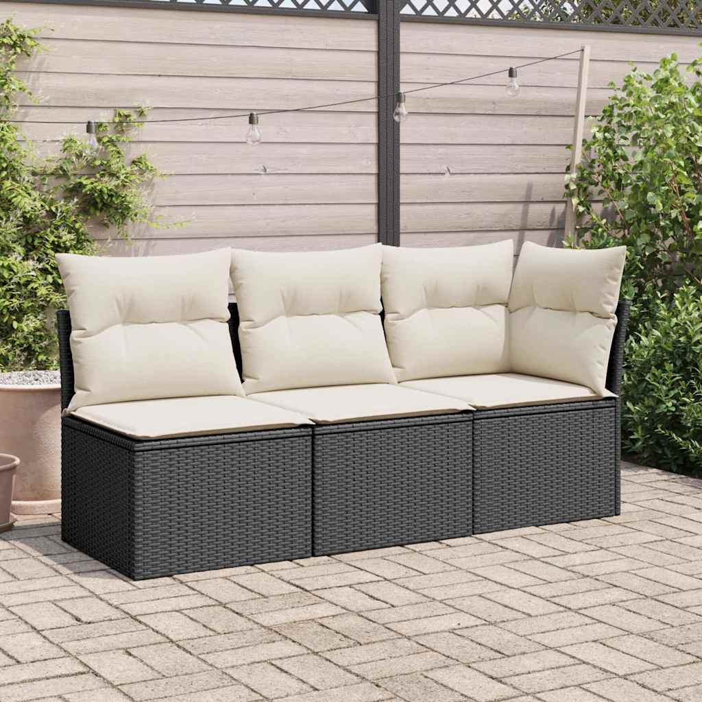Thumbnail - vidaXL Garten-Ecksofa mit Kissen Schwarz Poly Rattan