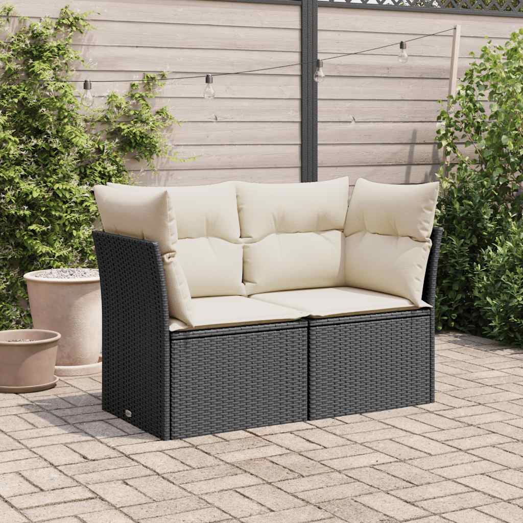 Thumbnail - vidaXL Gartensofa mit Kissen 2-Sitzer Schwarz Poly Rattan