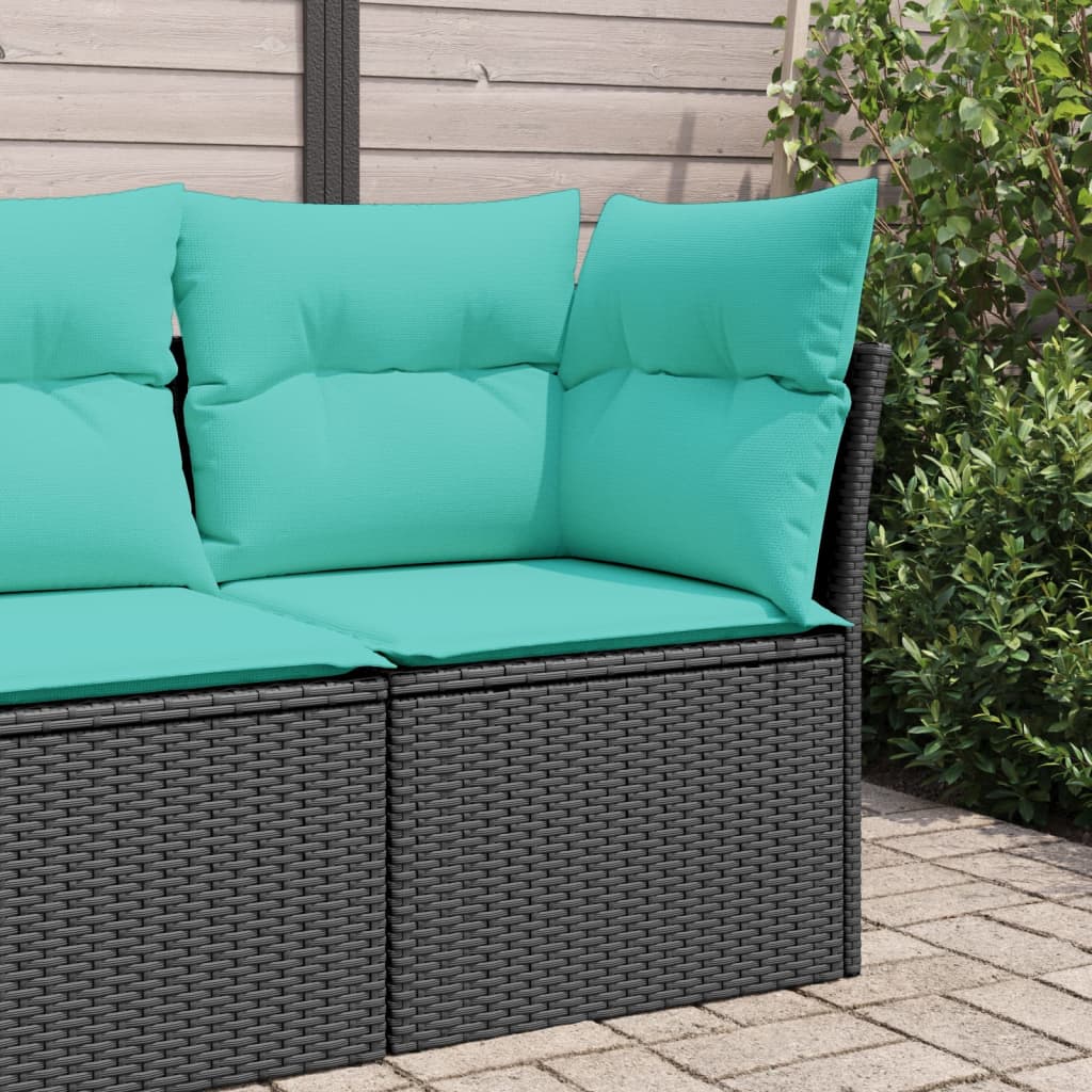 Garden Sofa Black PE Rattan Medium Modular Garden Sofa ...