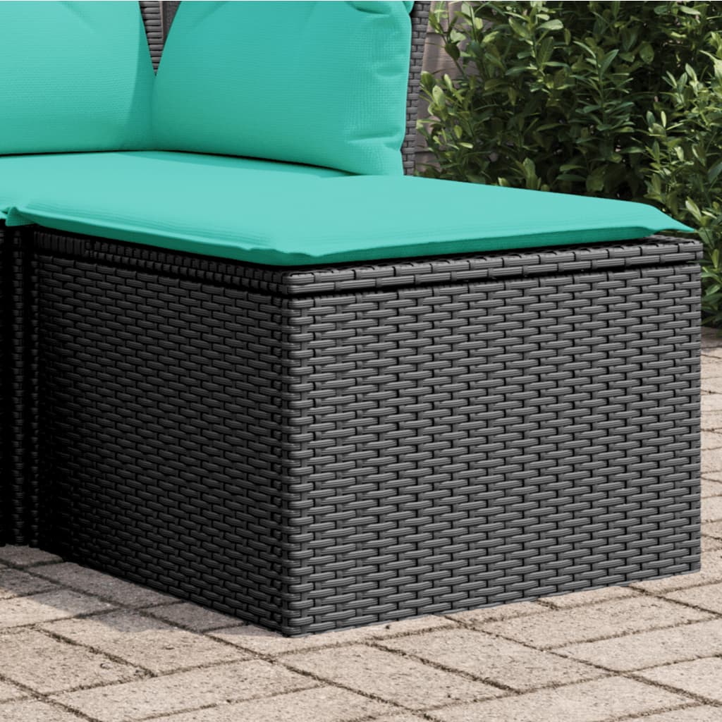 Patio Stool with Cushion Black 21.7″x21.7″x14.6″ Poly Rattan vidaXL vidaXL