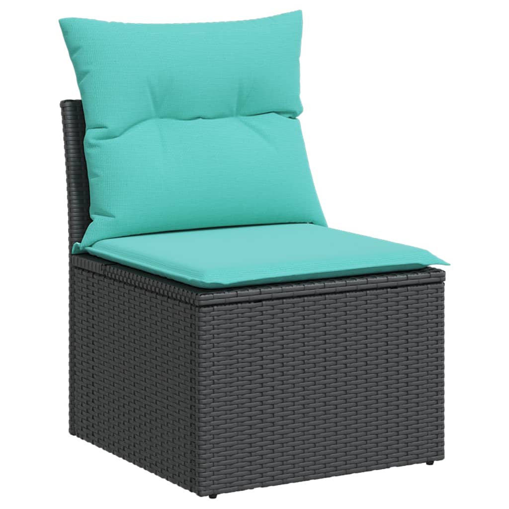 vidaXL Patio Chair Armless with Cushions Black Poly Rattan