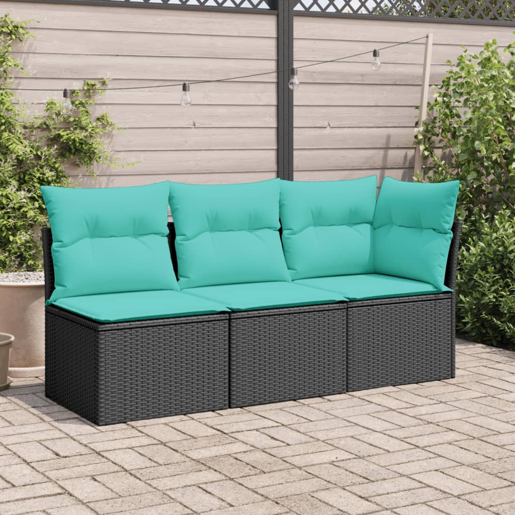 Vidaxl Patio Chair Armless With Cushions Black Poly Rattan
