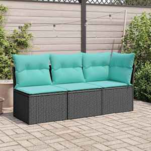 Vrtni kavč z blazino Črna 172 x 62 x 69 cm Poly ratan