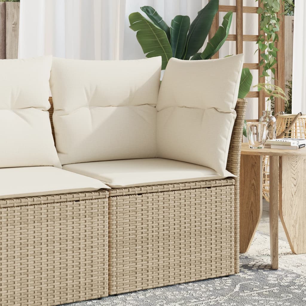 vidaXL hjørnemodul til havesofa med hynder polyrattan beige