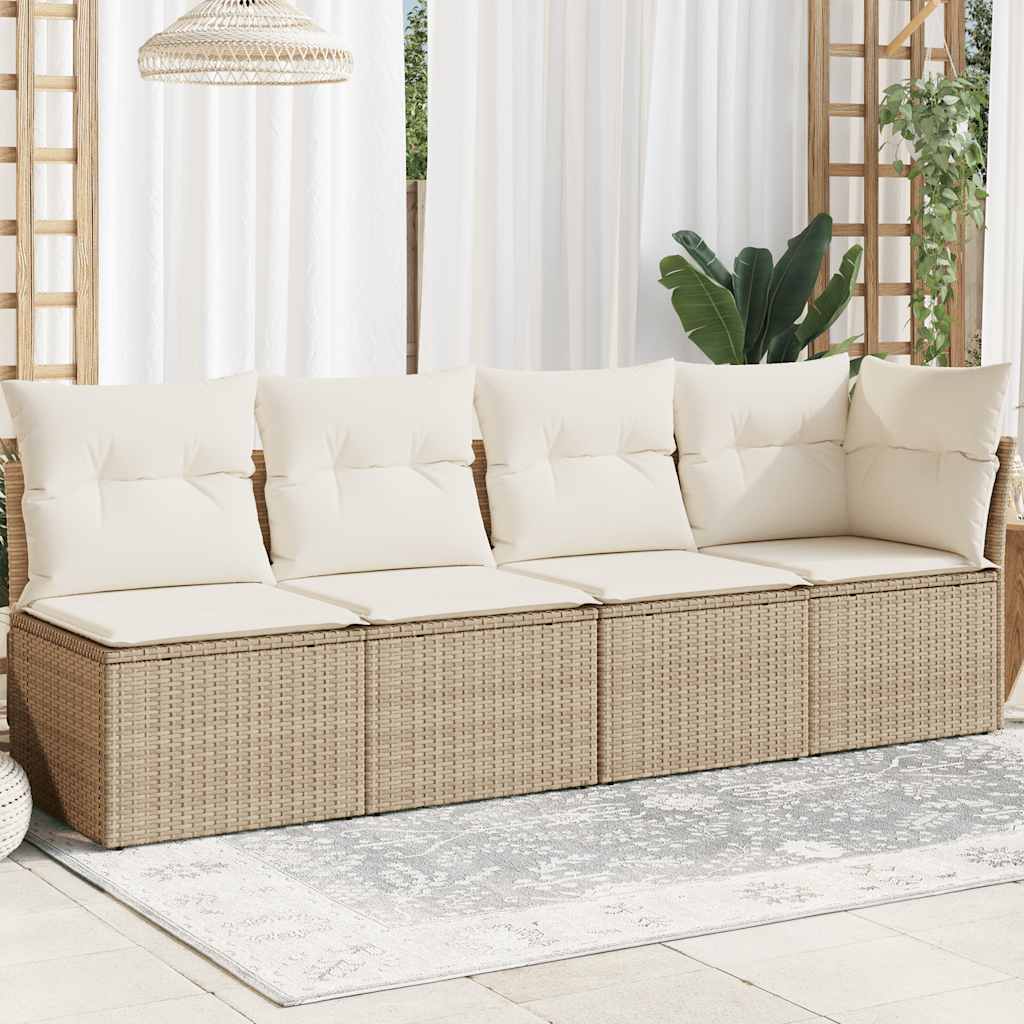 Thumbnail - vidaXL Gartensofa mit Kissen 4-Sitzer Beige Poly Rattan