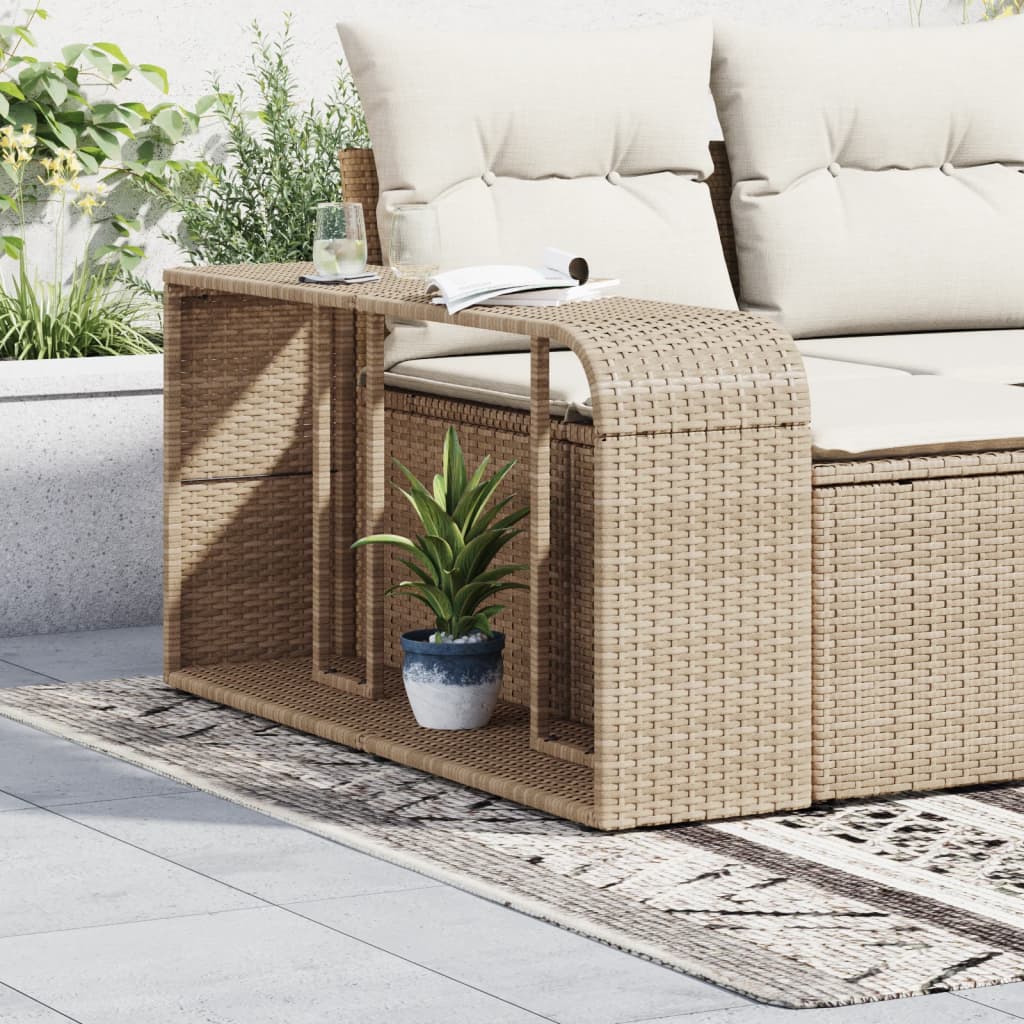 vidaXL Opbergschappen 2 st poly rattan beige afbeelding