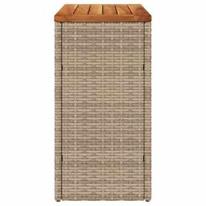 Zahradní stolek s dřevěnou deskou béžový 58x27,5x55cm polyratan - obrázek 6