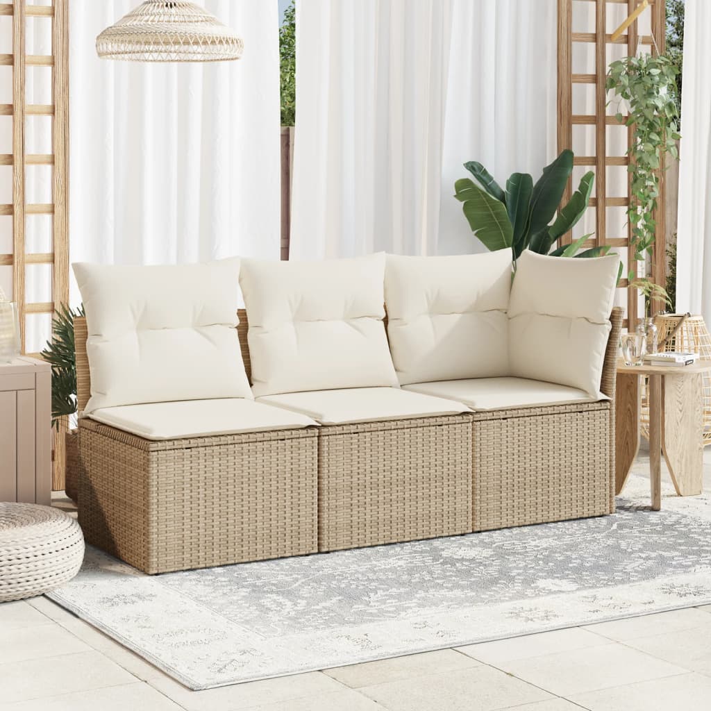 Thumbnail - vidaXL Garten-Ecksofa mit Kissen Beige Poly Rattan
