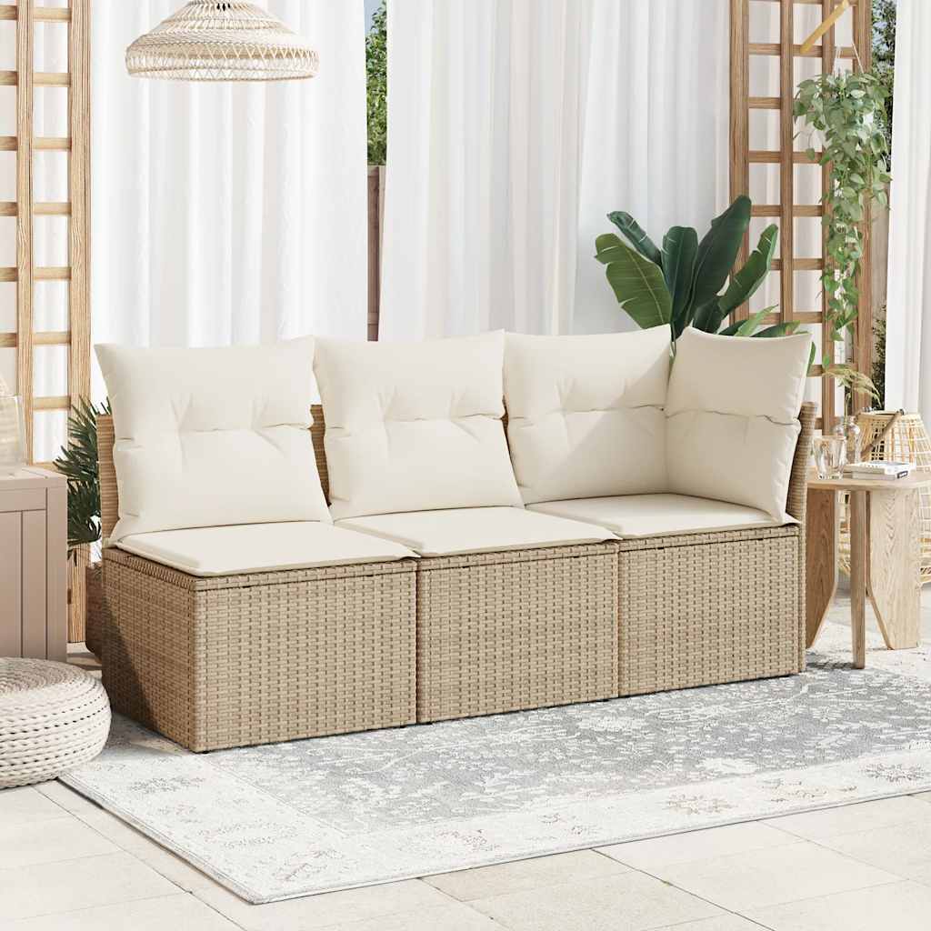 Thumbnail - vidaXL Garten-Ecksofa mit Kissen Beige Poly Rattan