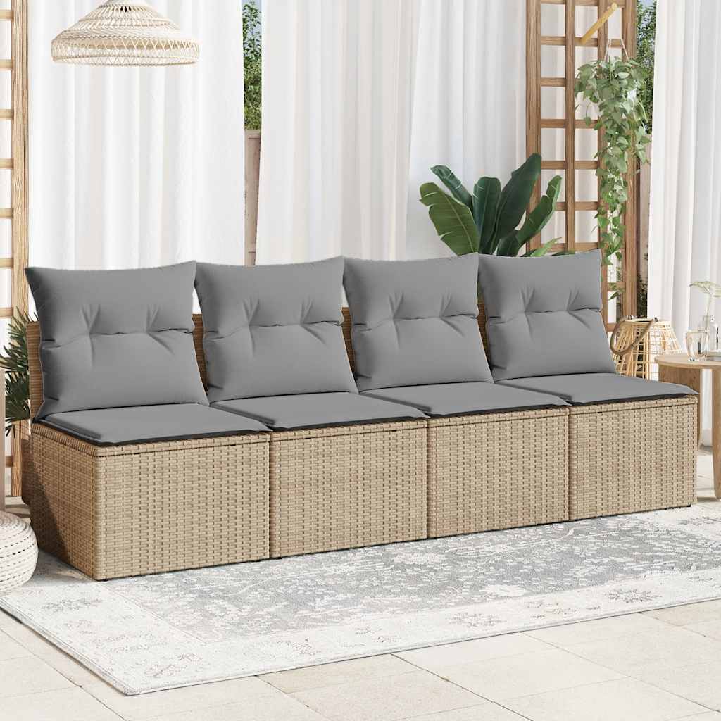 Thumbnail - vidaXL Gartensofa mit Kissen 4-Sitzer Beige Poly Rattan