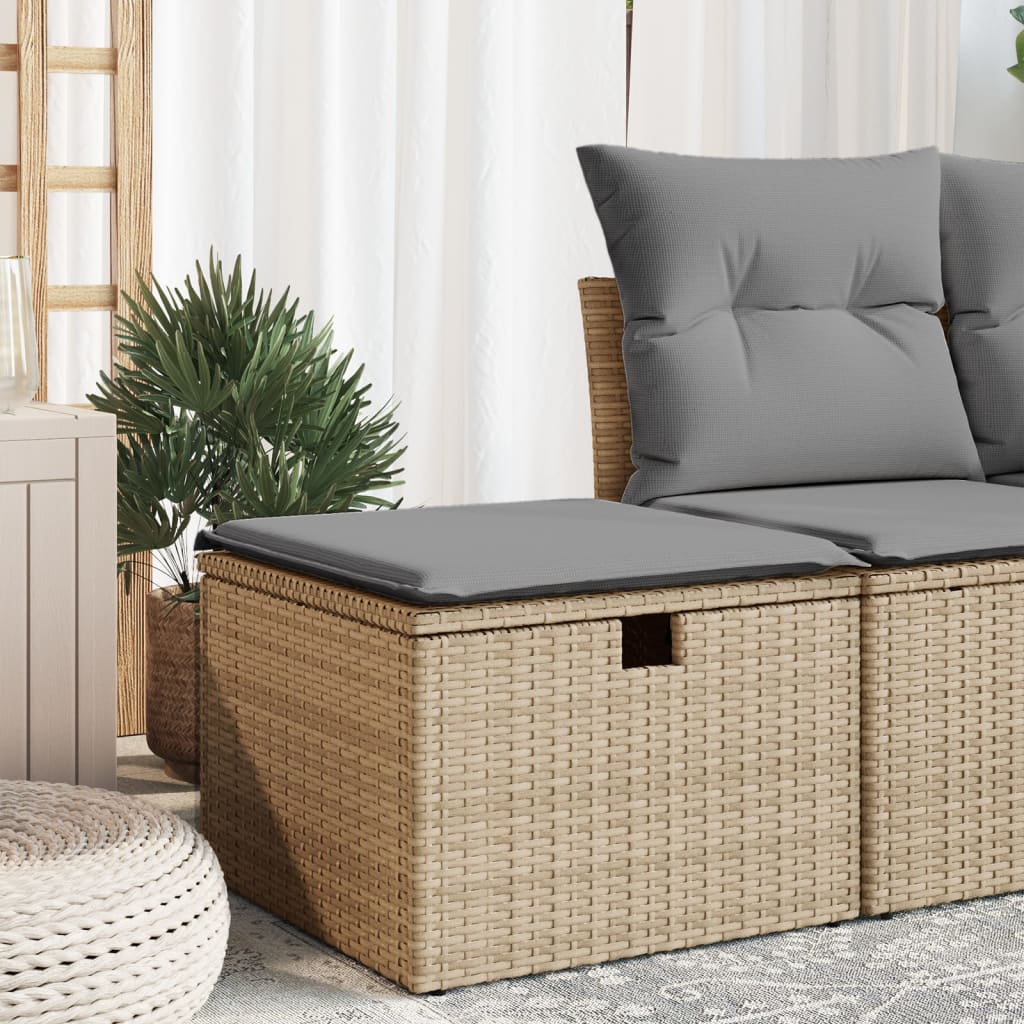 vidaXL Tr&auml;dg&aring;rdspall med dyna beige 55x55x37 cm konstrotting