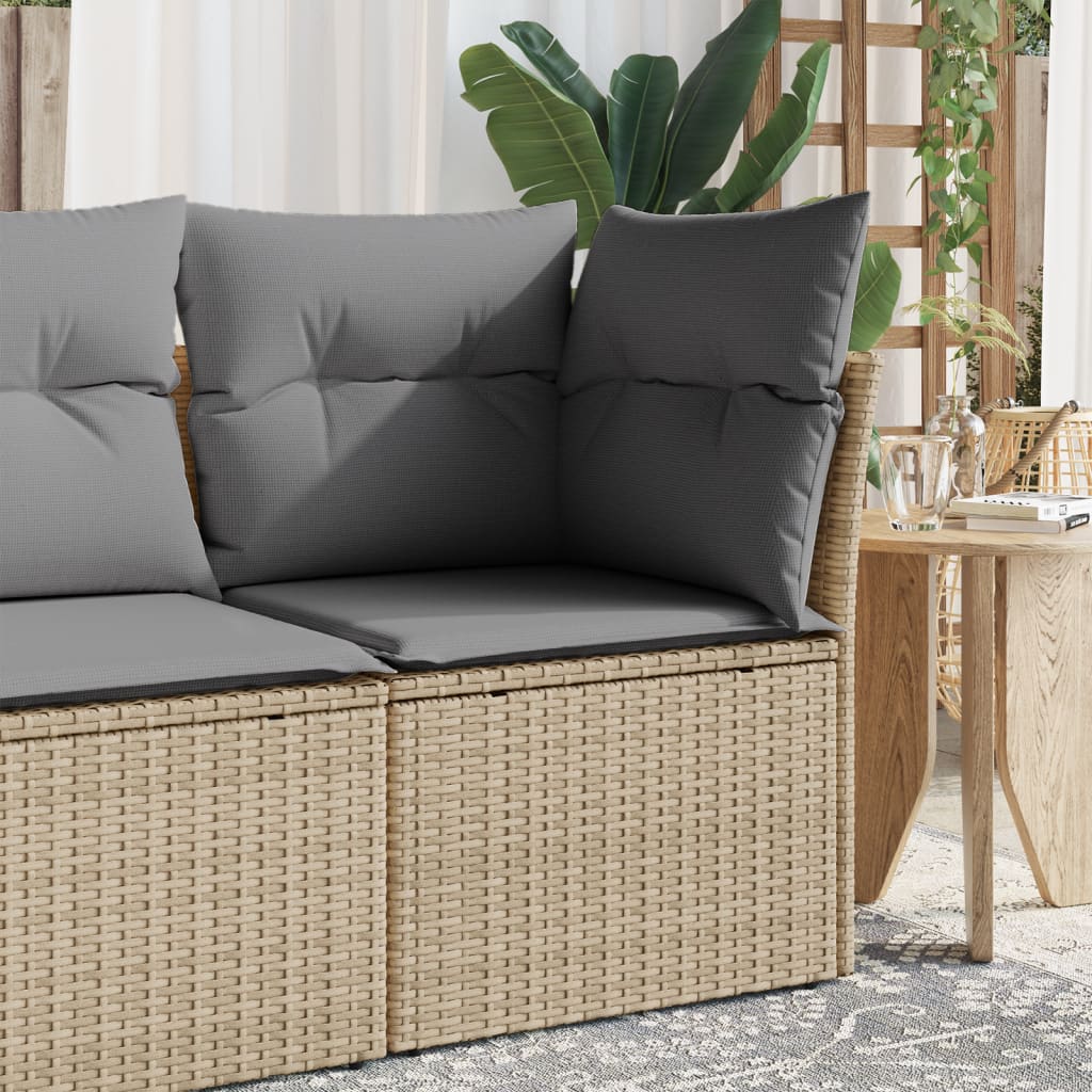 vidaXL Gartensessel ohne Armlehnen mit Kissen Beige Poly Rattan