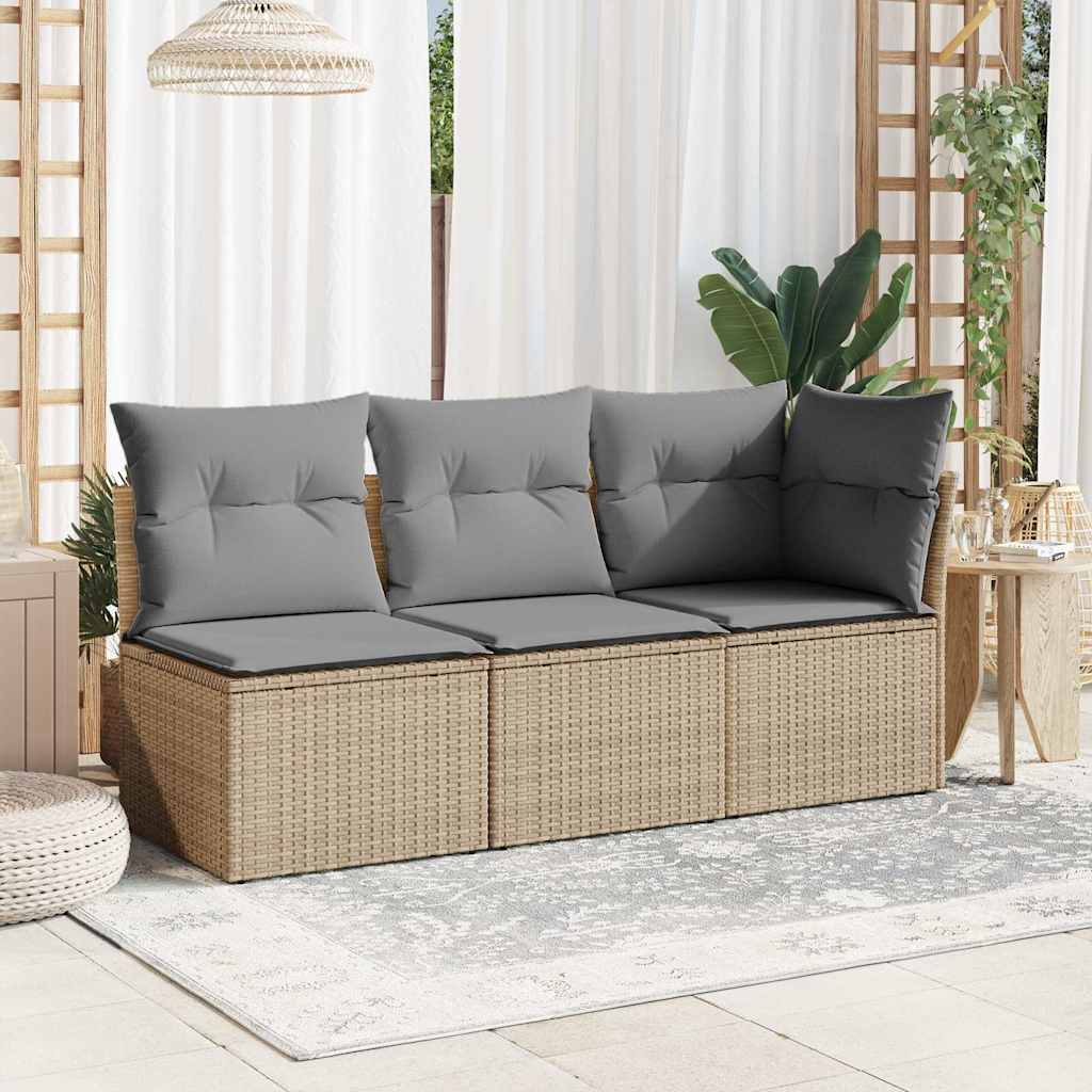 Thumbnail - vidaXL Garten-Ecksofa mit Kissen Beige Poly Rattan