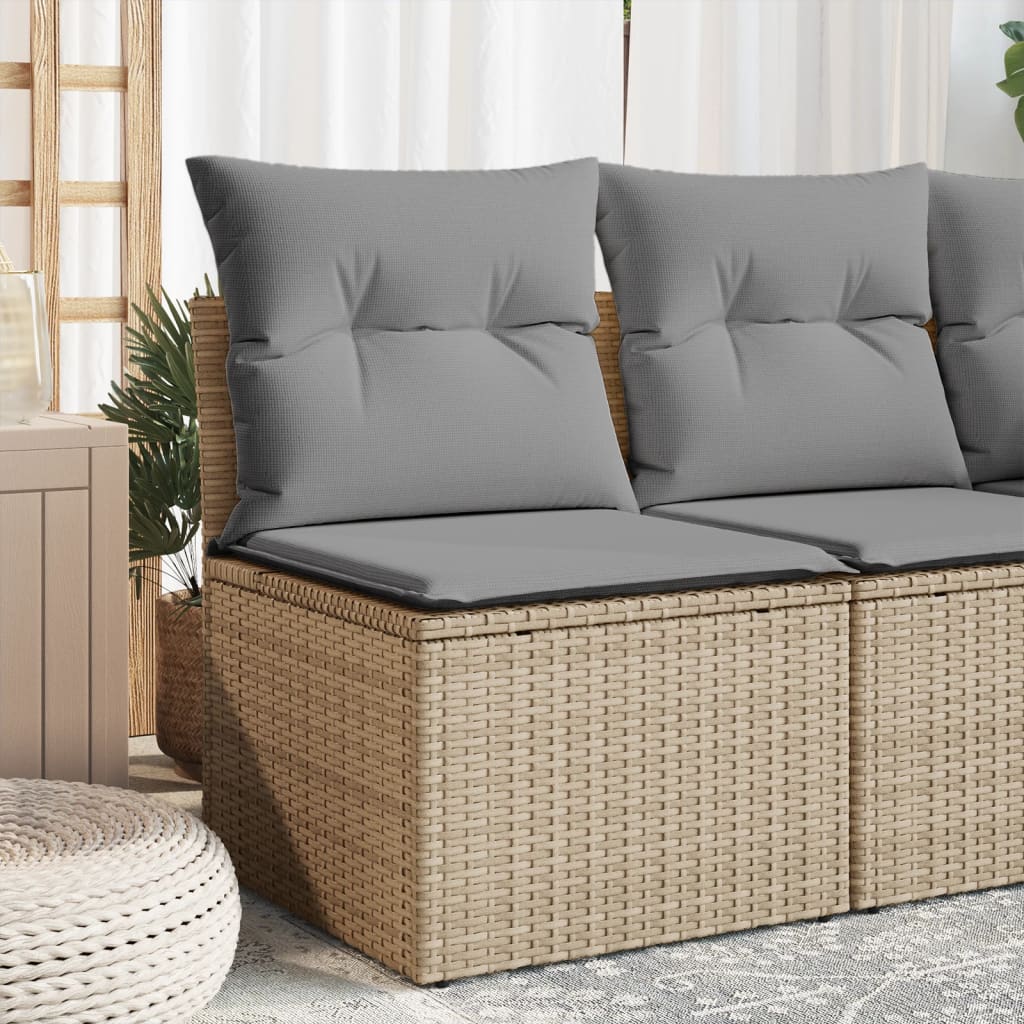 vidaXL Canapé d'angle de jardin avec coussins beige résine tressée