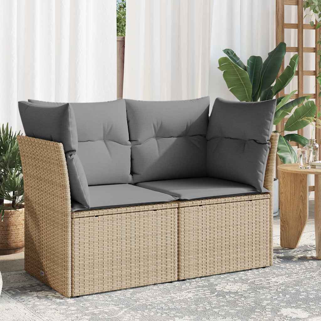 Thumbnail - vidaXL Gartensofa mit Kissen 2-Sitzer Beige Poly Rattan