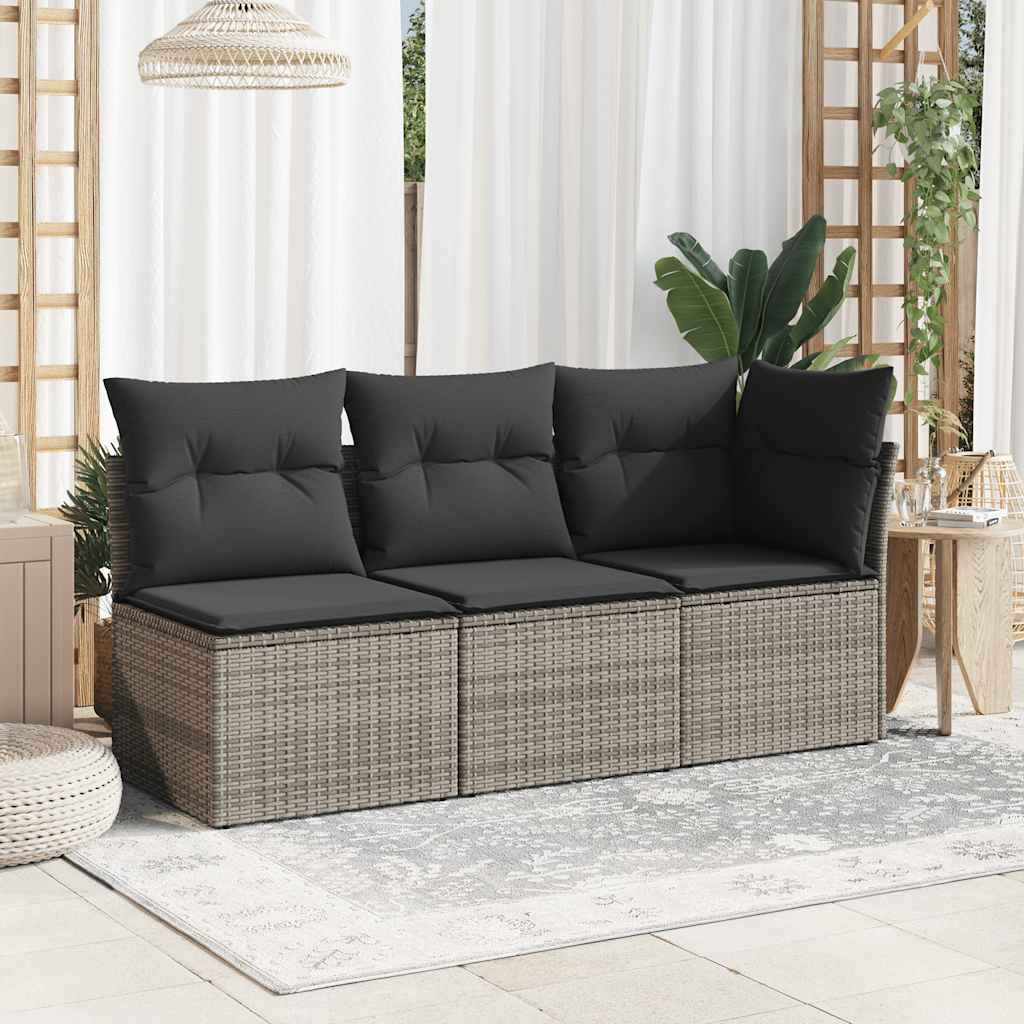 vidaXL Tuinbank zonder armleuning met kussens poly rattan grijs afbeelding