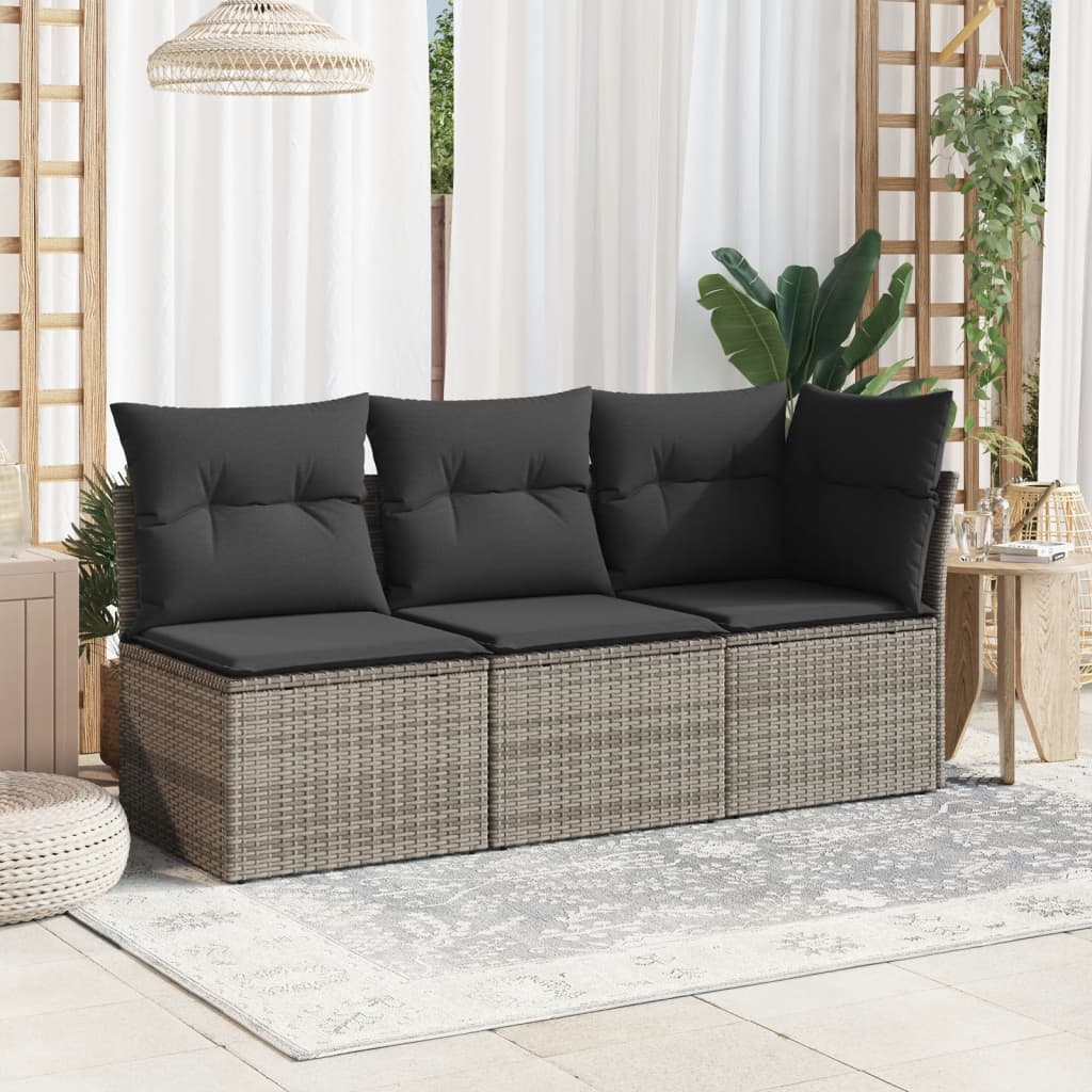 Thumbnail - vidaXL Gartensofa ohne Armlehnen mit Kissen Grau Poly Rattan