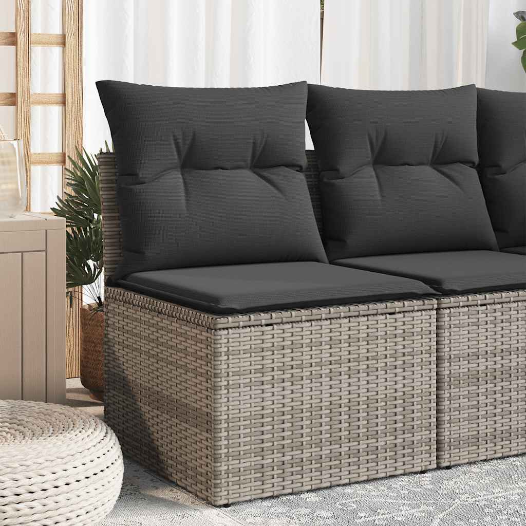 Thumbnail - vidaXL Gartensofa ohne Armlehnen mit Kissen Grau Poly Rattan