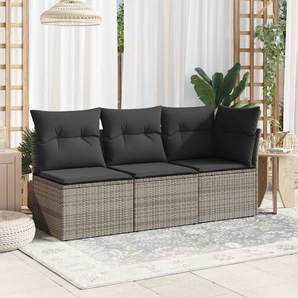 Thumbnail - vidaXL Garten-Ecksofa mit Kissen Grau Poly Rattan