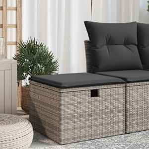 Vrtni stolček z blazino siv 55x55x37 cm poli ratan