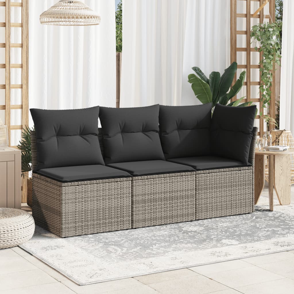 Thumbnail - vidaXL Gartensessel ohne Armlehnen mit Kissen Grau Poly Rattan