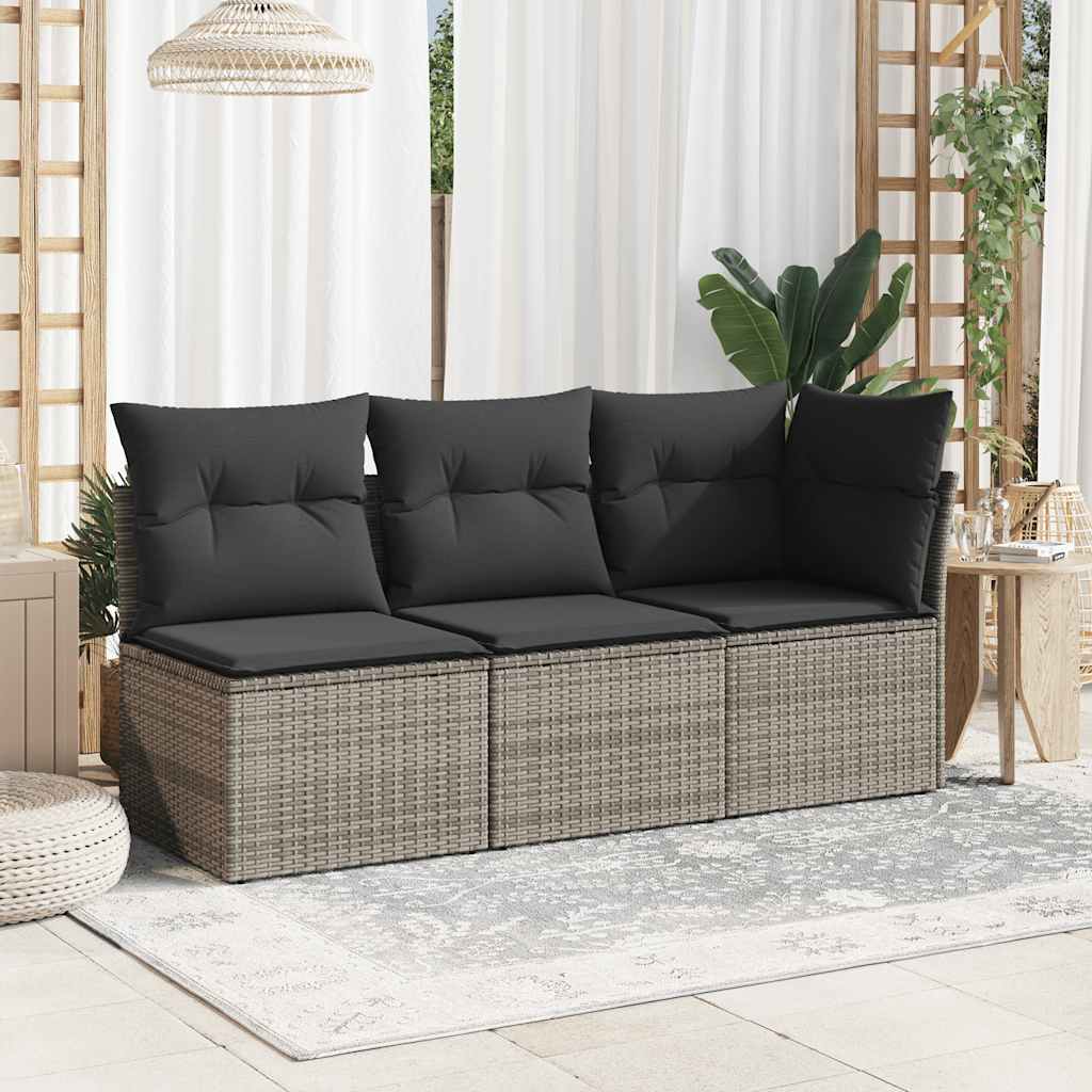 Thumbnail - vidaXL Garten-Ecksofa mit Kissen Grau Poly Rattan