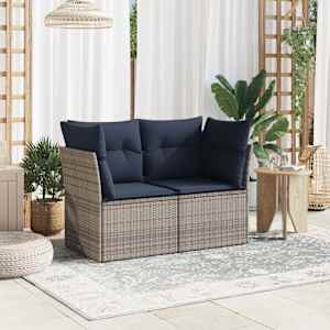 | Vrtni kavč | z blazino Siva 124 x 62 x 69 cm poli ratan