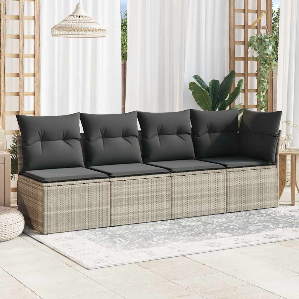 Thumbnail - vidaXL Gartensofa mit Kissen 4-Sitzer Hellgrau Poly Rattan