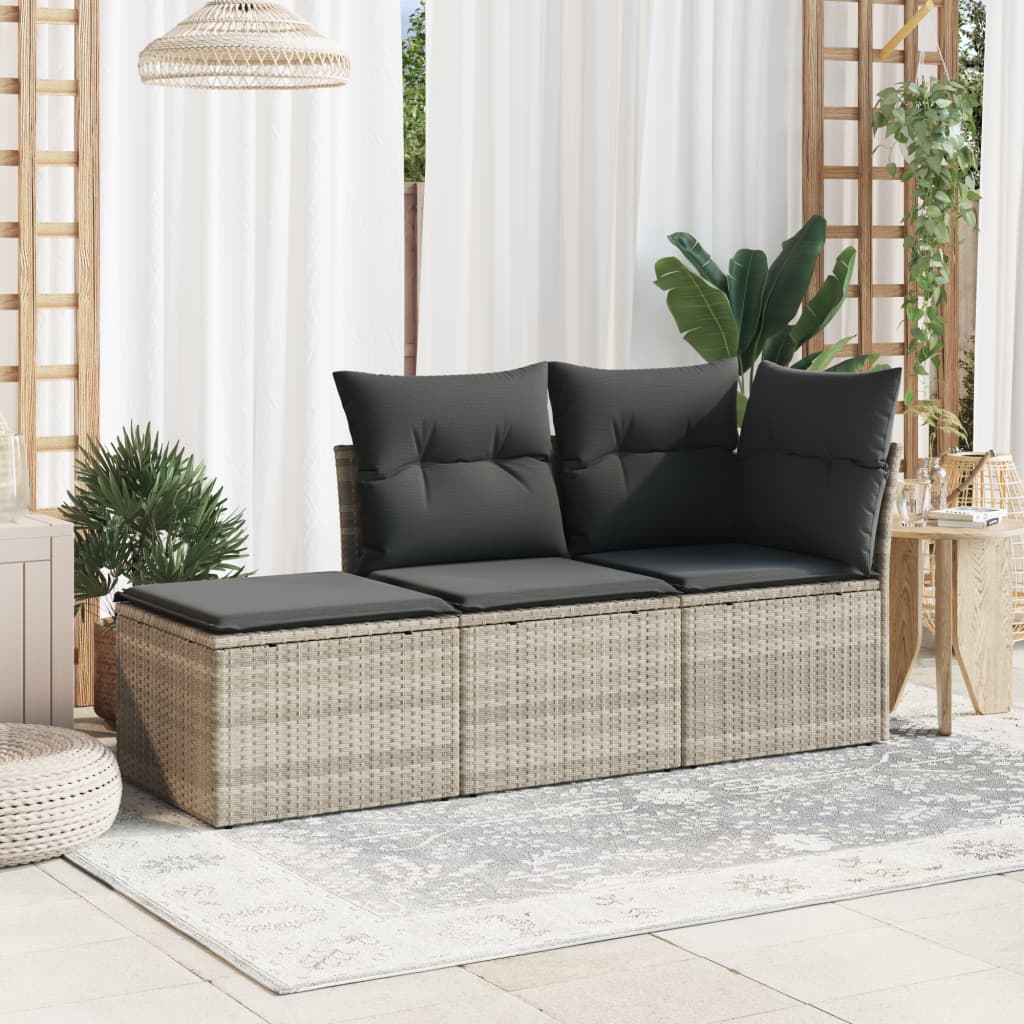 Thumbnail - vidaXL Gartenhocker mit Kissen Hellgrau 55x55x37 cm Poly Rattan
