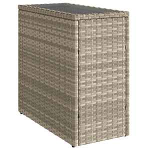vidaXL aia k&uuml;lglaud klaasplaadiga, helehall, 58x27,5x55 cm, pol&uuml;rotang