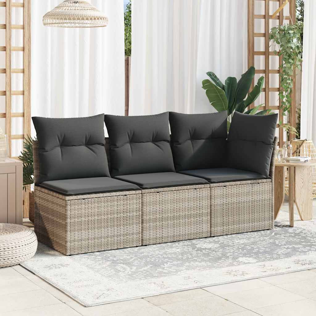 Thumbnail - vidaXL Garten-Ecksofa mit Kissen Hellgrau Poly Rattan