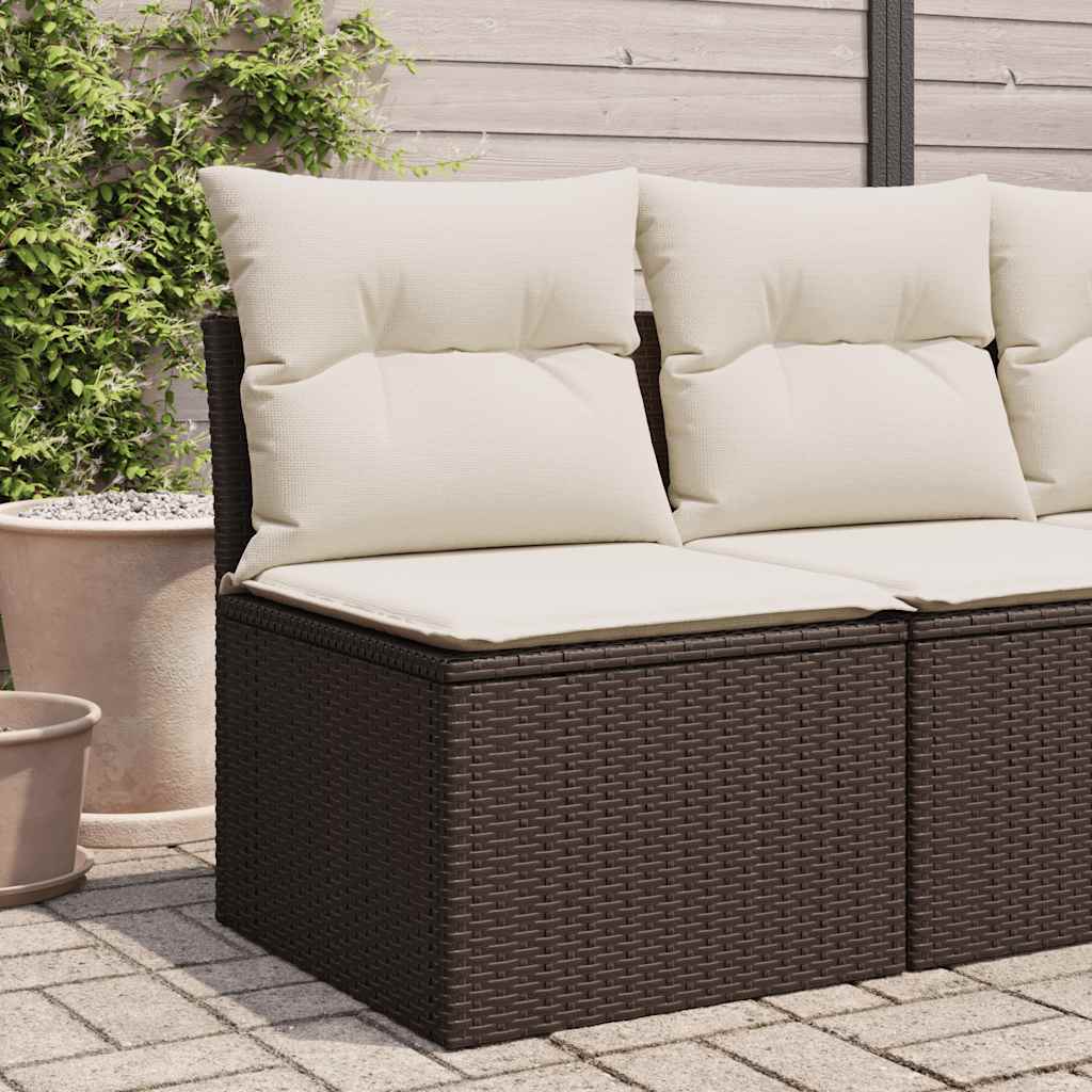 Thumbnail - vidaXL Gartensofa ohne Armlehnen mit Kissen Braun Poly Rattan
