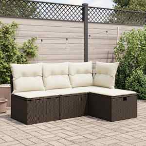 vidaXL Vrtni tabure s jastukom smeđi 55 x 55 x 37 cm od poliratana
