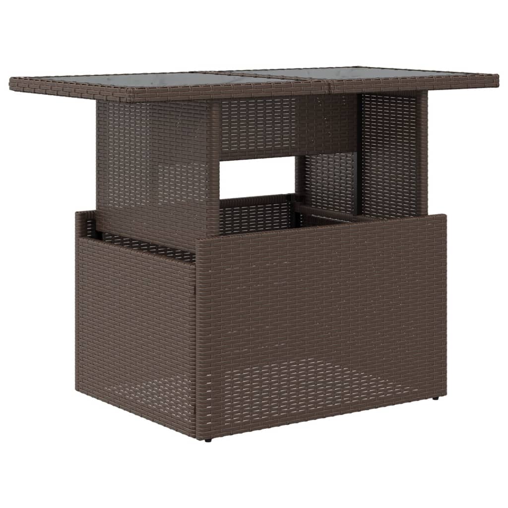 Thumbnail - vidaXL Gartentisch mit Glasplatte Braun 100x55x73 cm Poly Rattan