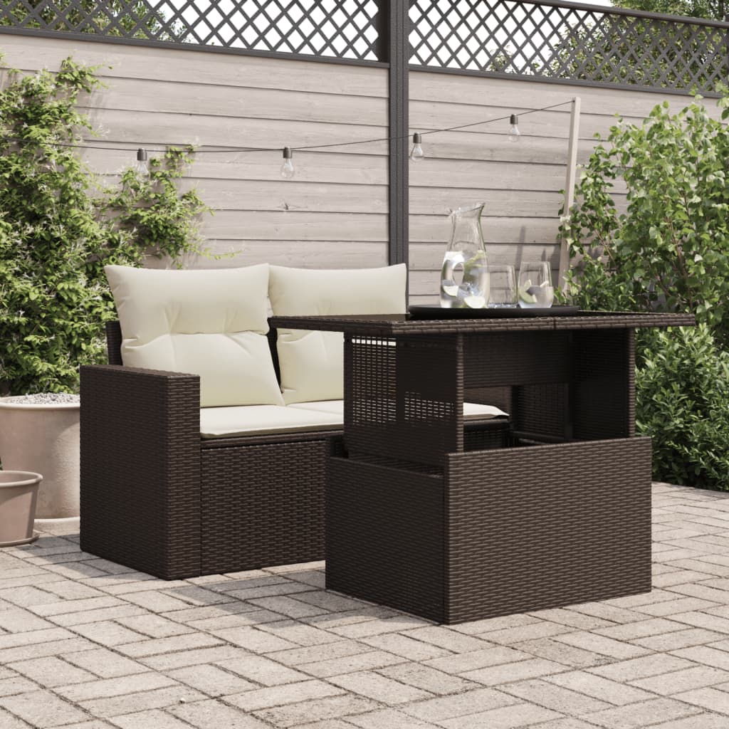 Thumbnail - vidaXL Gartentisch mit Glasplatte Braun 100x55x73 cm Poly Rattan