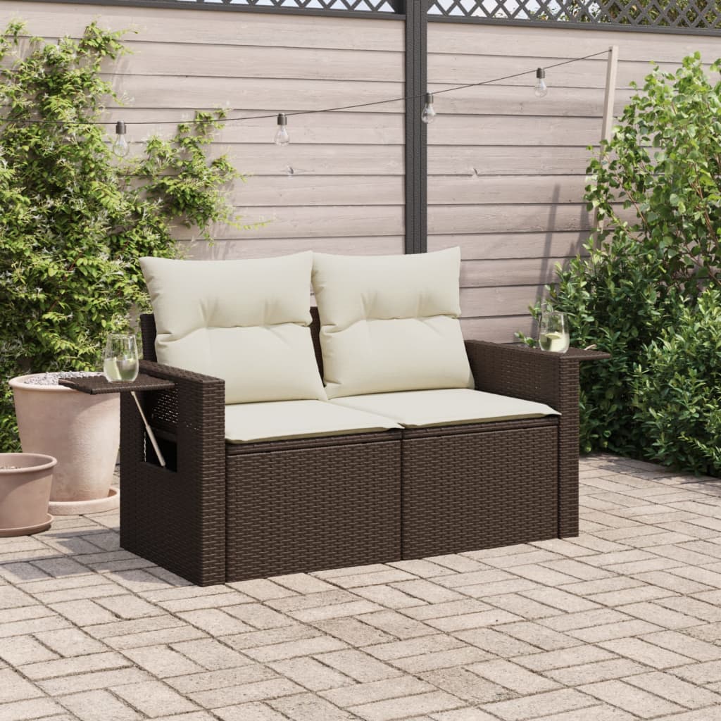 Patio Sofa with Cushions 2-Seater Loveseat Modular Couch Poly Rattan vidaXL - Picture 38 of 96