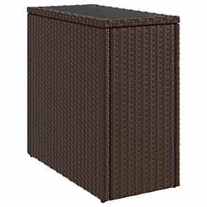 vidaXL aia k&uuml;lglaud klaasplaadiga, pruun, 58 x 27,5 x 55cm, pol&uuml;rotang