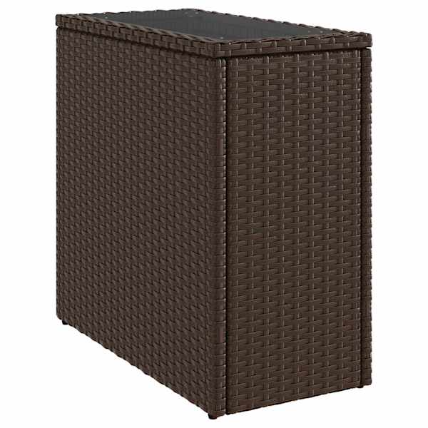 vidaXL aia k&uuml;lglaud klaasplaadiga, pruun, 58 x 27,5 x 55cm, pol&uuml;rotang