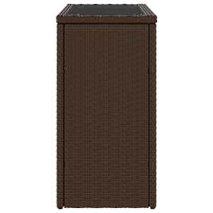 Zahradní stolek skleněná deska hnědý 58x27,5x55 cm polyratan - obrázek 6