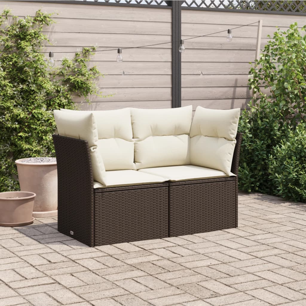 Thumbnail - vidaXL Gartensofa mit Kissen 2-Sitzer Braun Poly Rattan