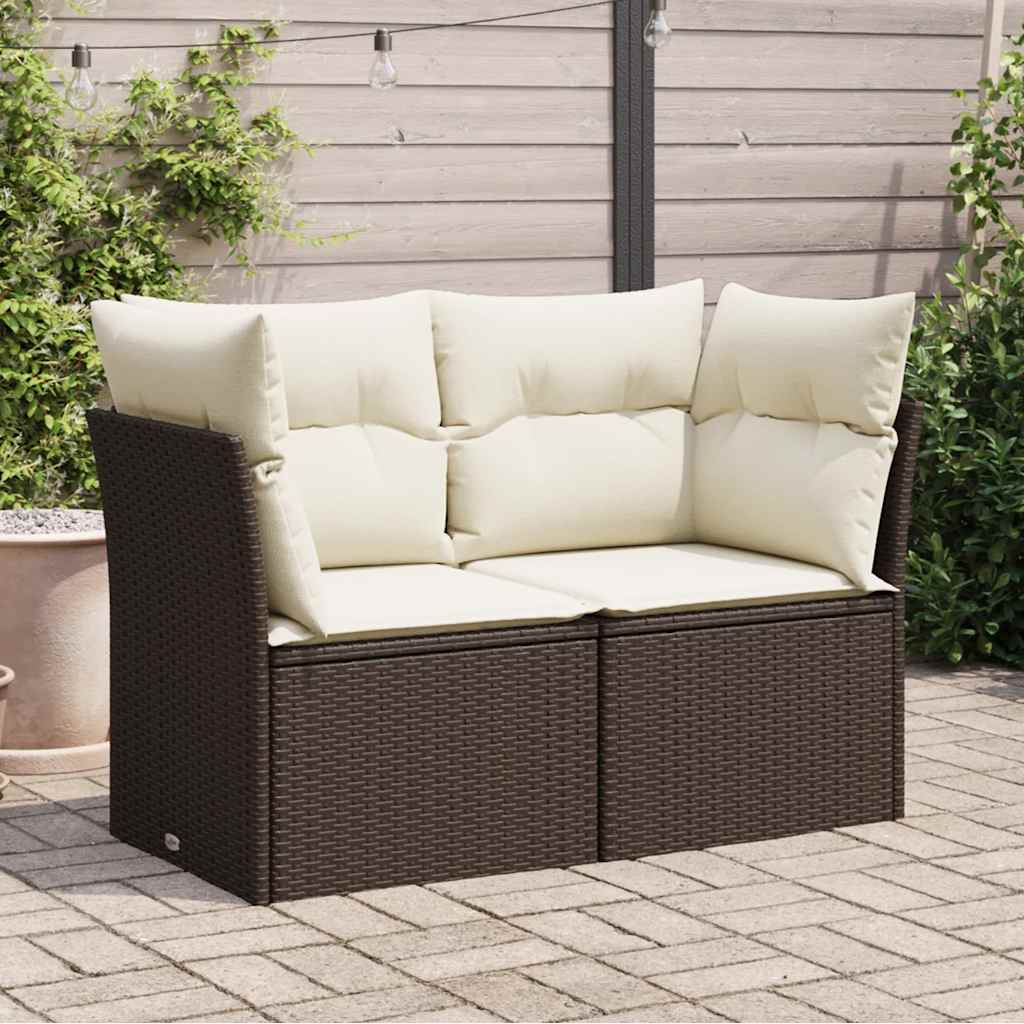 Thumbnail - vidaXL Gartensofa mit Kissen 2-Sitzer Braun Poly Rattan
