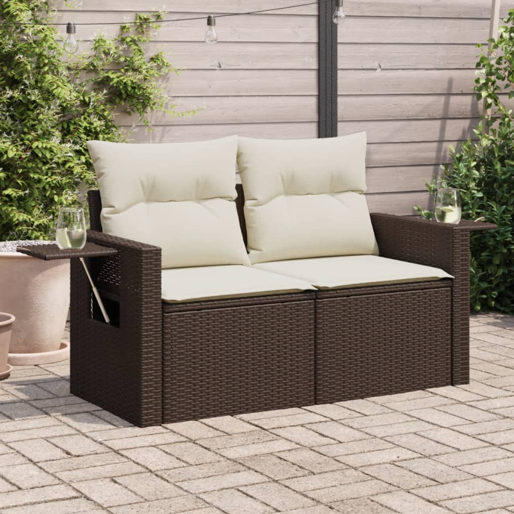 Patio Sofa with Cushions 2-Seater Loveseat Modular Couch Poly Rattan vidaXL - Picture 48 of 96