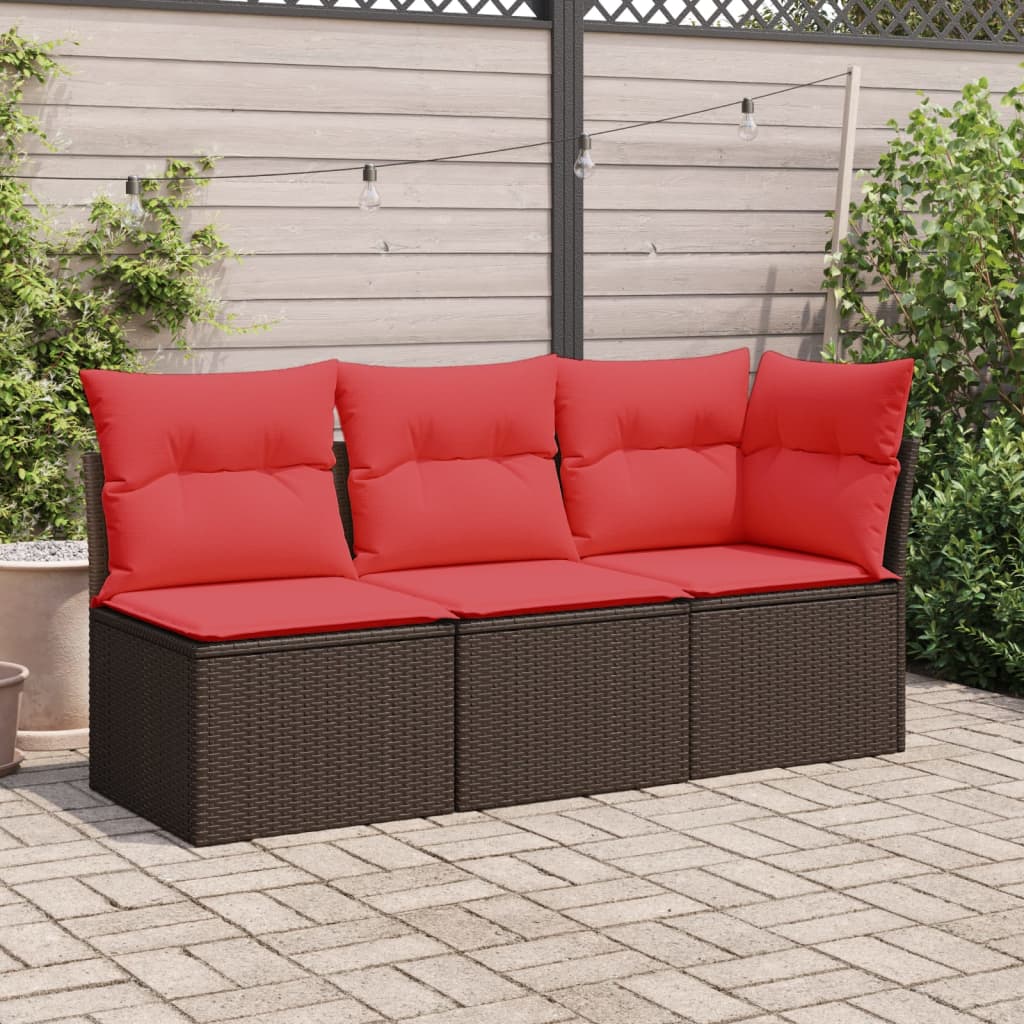 vidaXL Tuinhoekbank met kussens poly rattan bruin