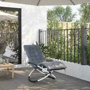 vidaXL Chaise longue g&eacute;om&eacute;trique avec coussin noir et gris acier