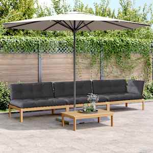 Vrtna garnitura iz palet 4-delna z blazinami trden akacijev les