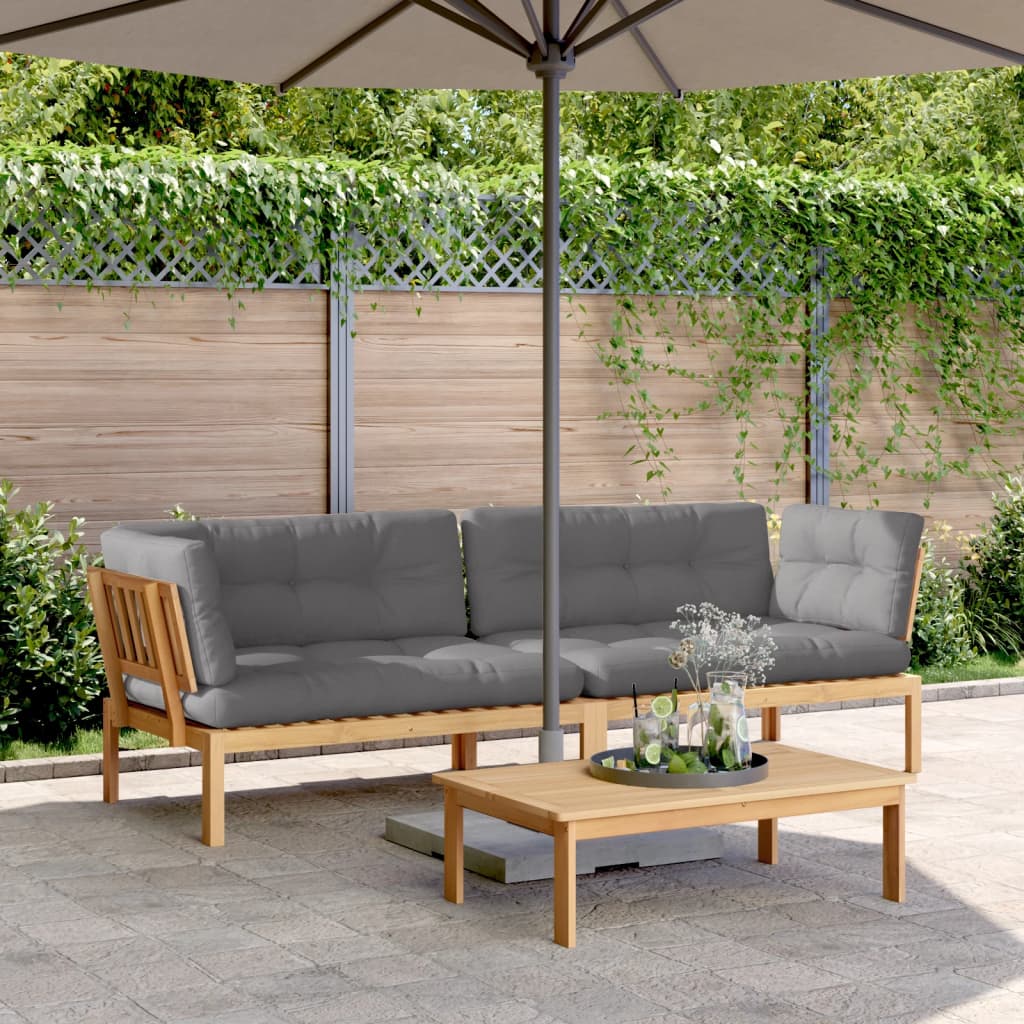 vidaXL Garten-Ecksofas aus Paletten 2 Stk mit Kissen Massivholz Akazie