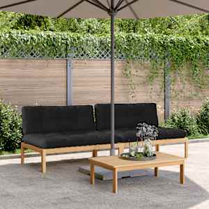 Vrtni srednji kavč iz palet 2 kosa z blazinami trdna akacija