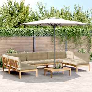 6dílná zahradní paletová sedací souprava podušky masivní akácie - obrázek 1