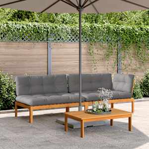 Vrtna garnitura iz palet 3-delna z blazinami trden akacijev les