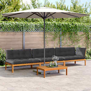 Vrtna garnitura iz palet 4-delna z blazinami trden akacijev les